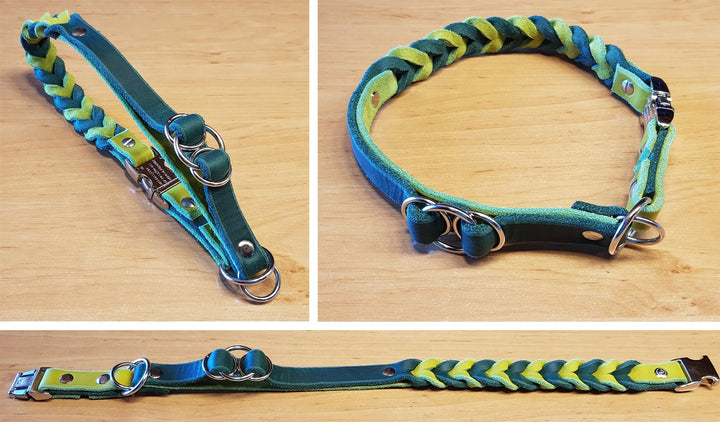 Zweilagig geflochtenes Zug-Stop-Halsband | Steckschloss (verschiedene Farben)